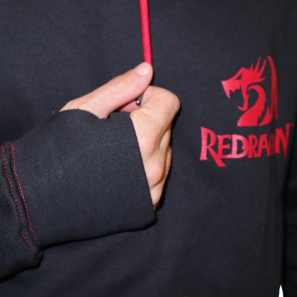 REDRAGON HOODIE WITH FRONT and BACK LOGO - BLACK - SMALL - Image 6